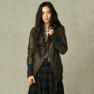 Free People Brogden Leather Bomber Jacket